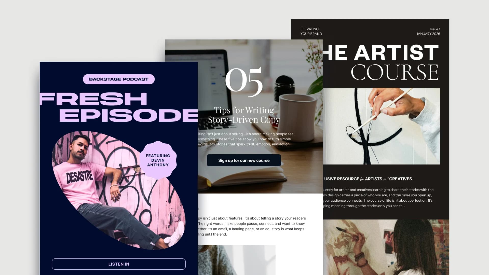 Singulate email templates